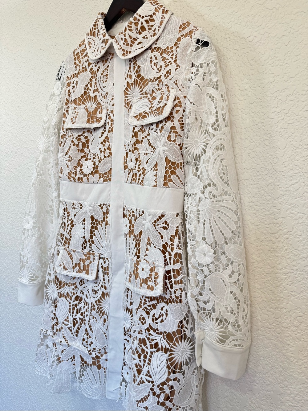 Peekskill Self-Portrait Lace Dress | White Sheer Overlay Romantic | Size M - Picture 6 of 15